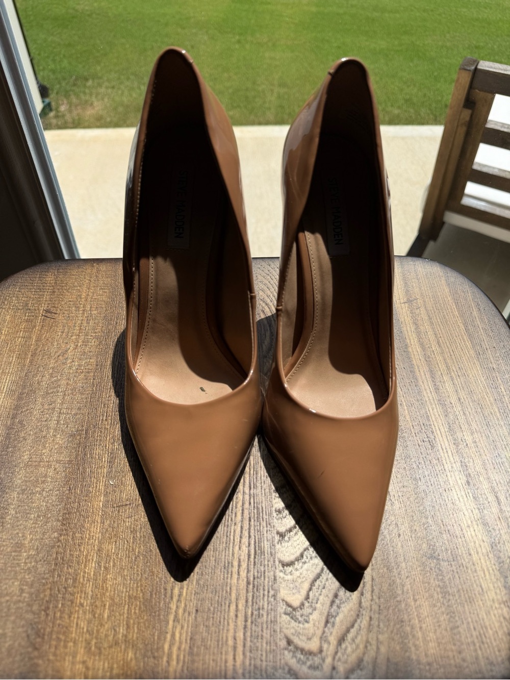 Aldo Patent Leather Pointed-Toe Stiletto Pumps in Tan - Picture 2 of 5